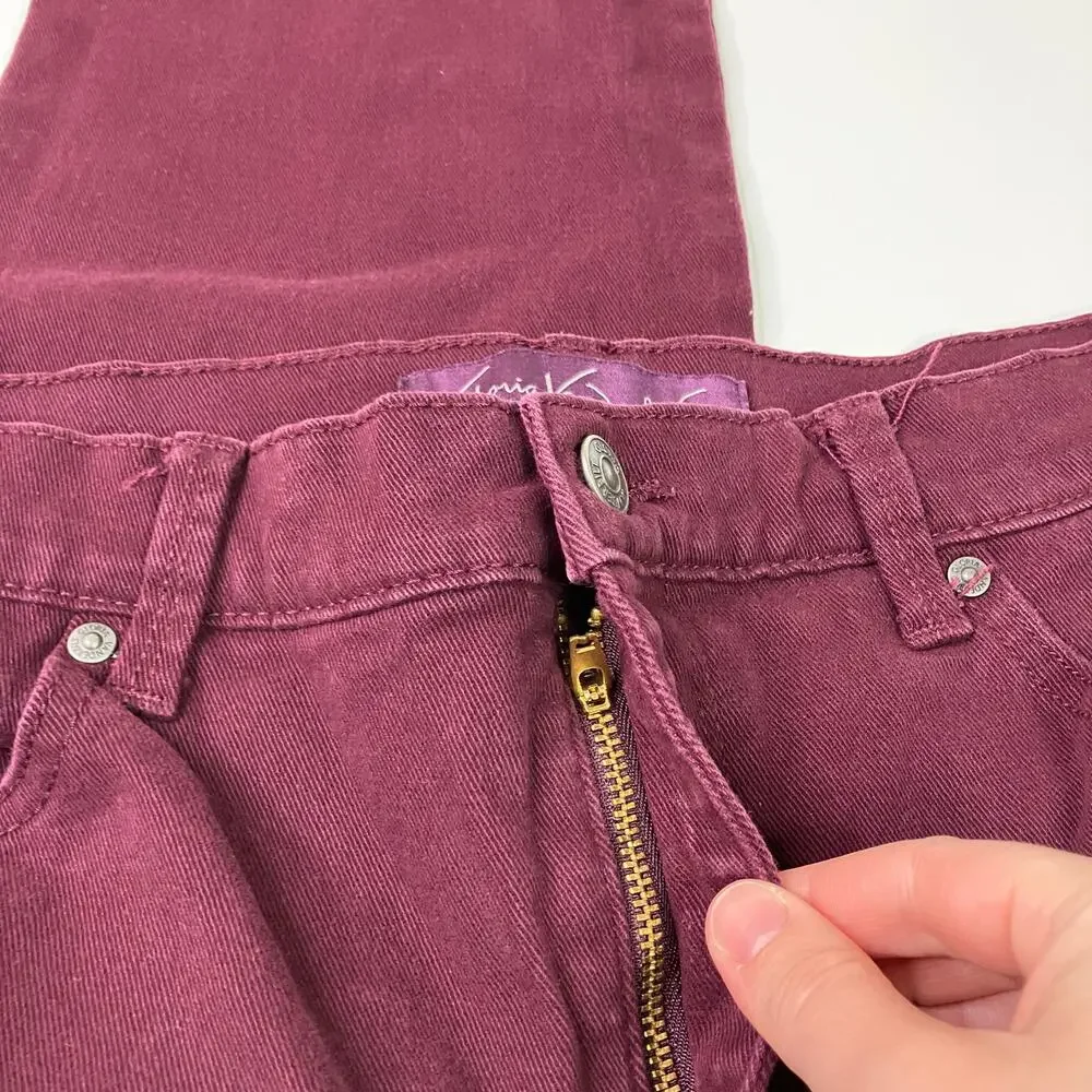 Gloria Vanderbilt | Amanda Jeans Tapered Maroon Cotton Spandex Womens 12PS - Picture 2 of 7